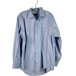 🟣🟣🟣 LAND'S END Men's Blue Collared Regular Fit Button Down Shirt Size 17-34